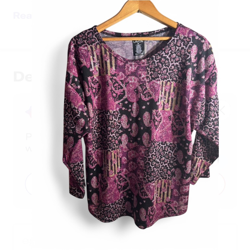LAvon Women's Pink and Black Patterned Top